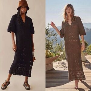 Free People Islamorada Midi Crochet Dress Cover Up Black Size XS